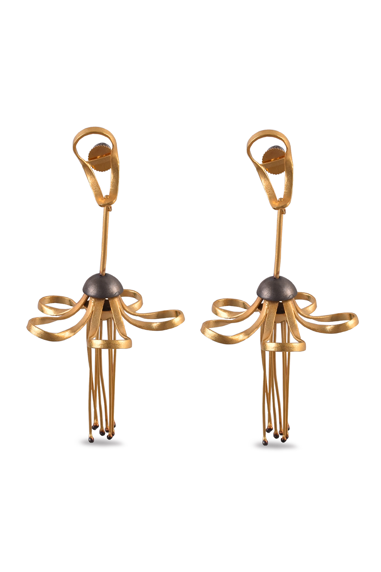Two Tone Finish Flora Dangler Earrings by ZAZA BY SOMYA