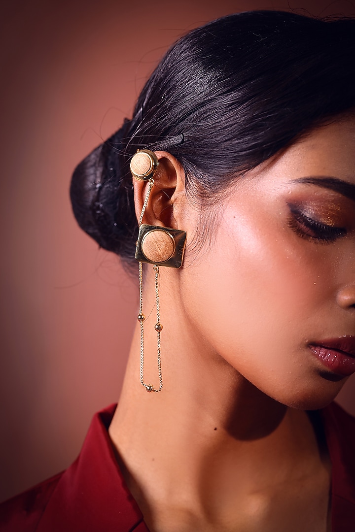Gold Finish Dangler Chain Earrings by ZAZA BY SOMYA at Pernia's Pop Up Shop