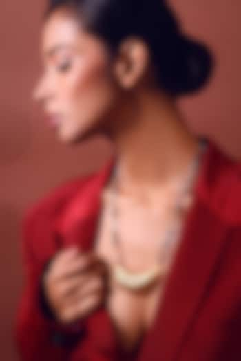 Two-Tone Finish Curved Bar Pendant Necklace by ZAZA BY SOMYA at Pernia's Pop Up Shop