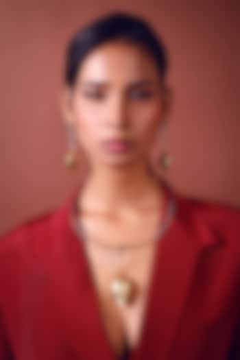 Two-Tone Finish Lotus Necklace by ZAZA BY SOMYA at Pernia's Pop Up Shop