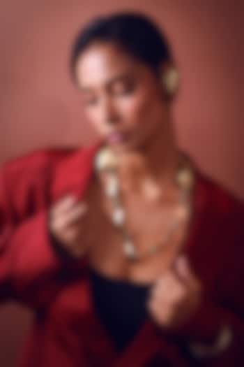 Gold Finish Emerald Stone Necklace by ZAZA BY SOMYA at Pernia's Pop Up Shop