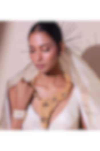 Two-Tone Finish Woven Wire Mesh Long Necklace by ZAZA BY SOMYA at Pernia's Pop Up Shop