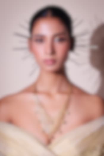 Gold Finish Zircon & Kundan Hanging Jali Necklace by ZAZA BY SOMYA at Pernia's Pop Up Shop