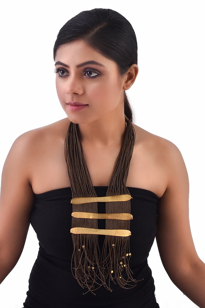 Gold Finish Handcrafted Necklace by ZAZA BY SOMYA at Pernia's Pop Up Shop