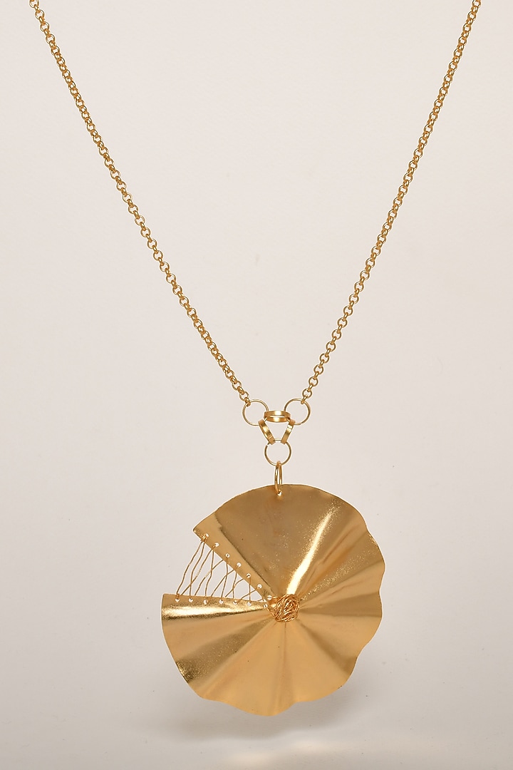 Gold Finish Long Necklace by ZAZA BY SOMYA at Pernia's Pop Up Shop