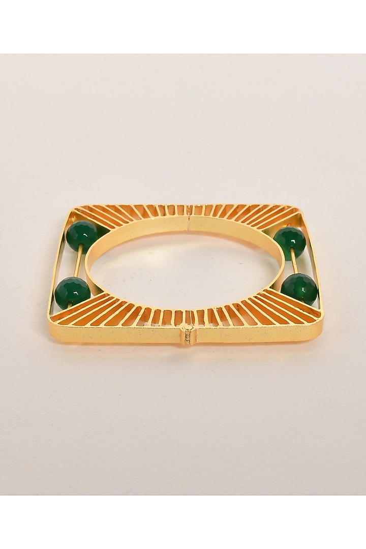 Gold Finish Green Beaded Bracelet by ZAZA BY SOMYA at Pernia's Pop Up Shop