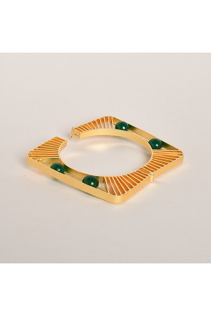 Gold Finish Green Beaded Bracelet by ZAZA BY SOMYA at Pernia's Pop Up Shop