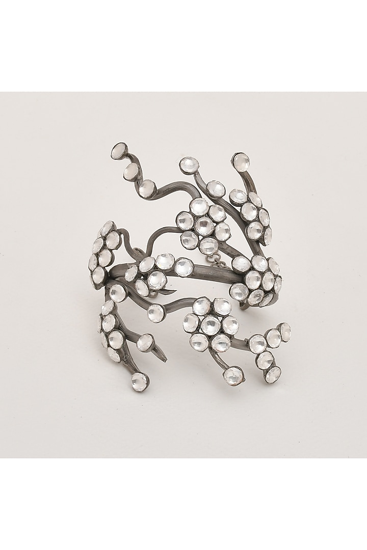 Black Rhodium Finish Brass Bracelet by ZAZA BY SOMYA at Pernia's Pop Up Shop
