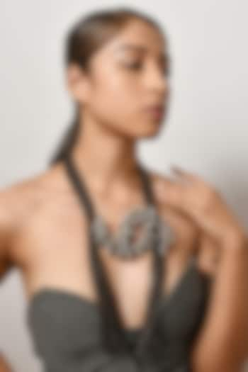 Black Rhodium Finish Pearl Necklace by ZAZA BY SOMYA at Pernia's Pop Up Shop