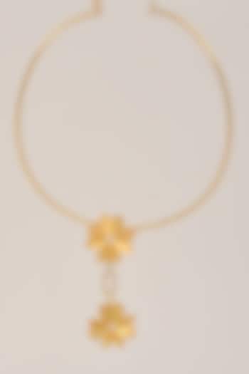 Gold Finish Floral Necklace by ZAZA BY SOMYA at Pernia's Pop Up Shop