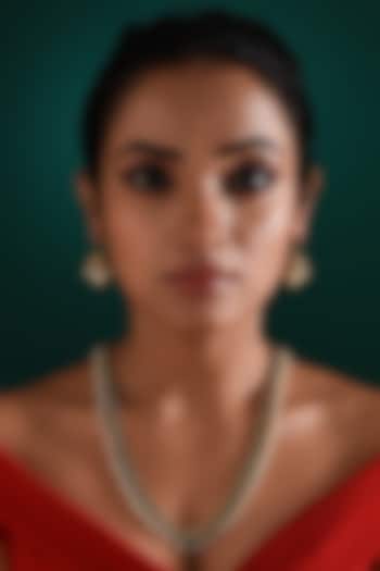 Gold Finish Multi-Colored Stone Long Temple Necklace Set by ZAZA BY SOMYA at Pernia's Pop Up Shop