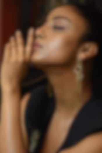 Matte Gold Finish Hanging Earrings by ZAZA BY SOMYA at Pernia's Pop Up Shop