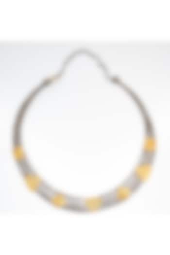 Gold Finish Mesh Wire Framework Necklace by ZAZA BY SOMYA at Pernia's Pop Up Shop