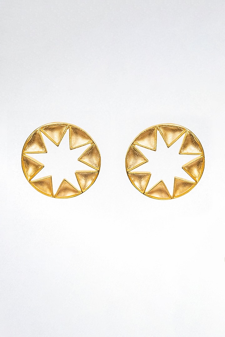 Gold Finish Star-Shaped Cut-Out Stud Earrings by ZAZA BY SOMYA at Pernia's Pop Up Shop
