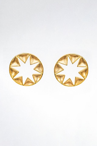 Gold Finish Star-Shaped Cut-Out Stud Earrings by ZAZA BY SOMYA