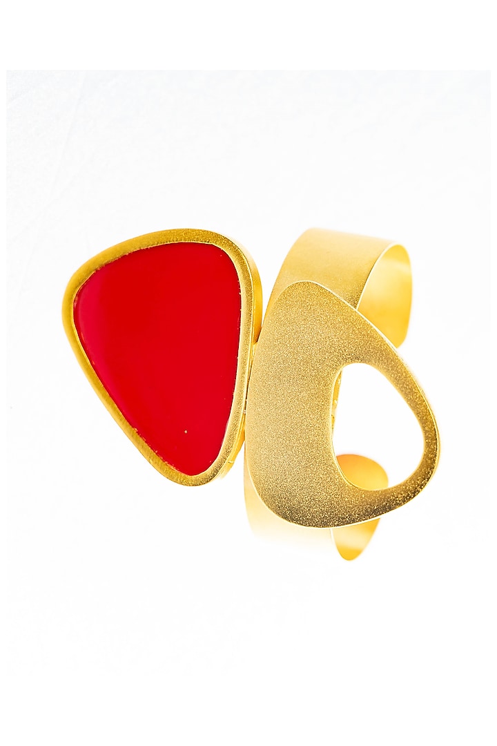 Matte Gold Finish Coral Stone Bracelet by ZAZA BY SOMYA at Pernia's Pop Up Shop