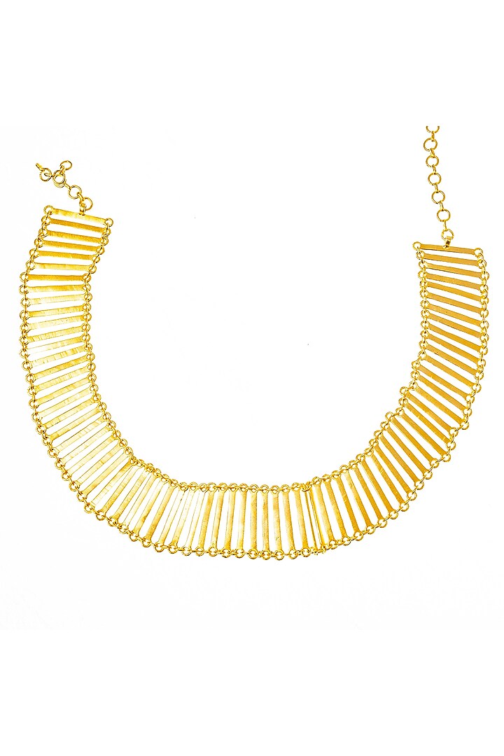 Gold Finish Flexible Jaali Necklace by ZAZA BY SOMYA at Pernia's Pop Up Shop