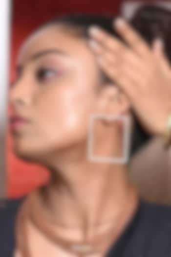 Gold Finish Square Thrill Earrings by ZAZA BY SOMYA at Pernia's Pop Up Shop