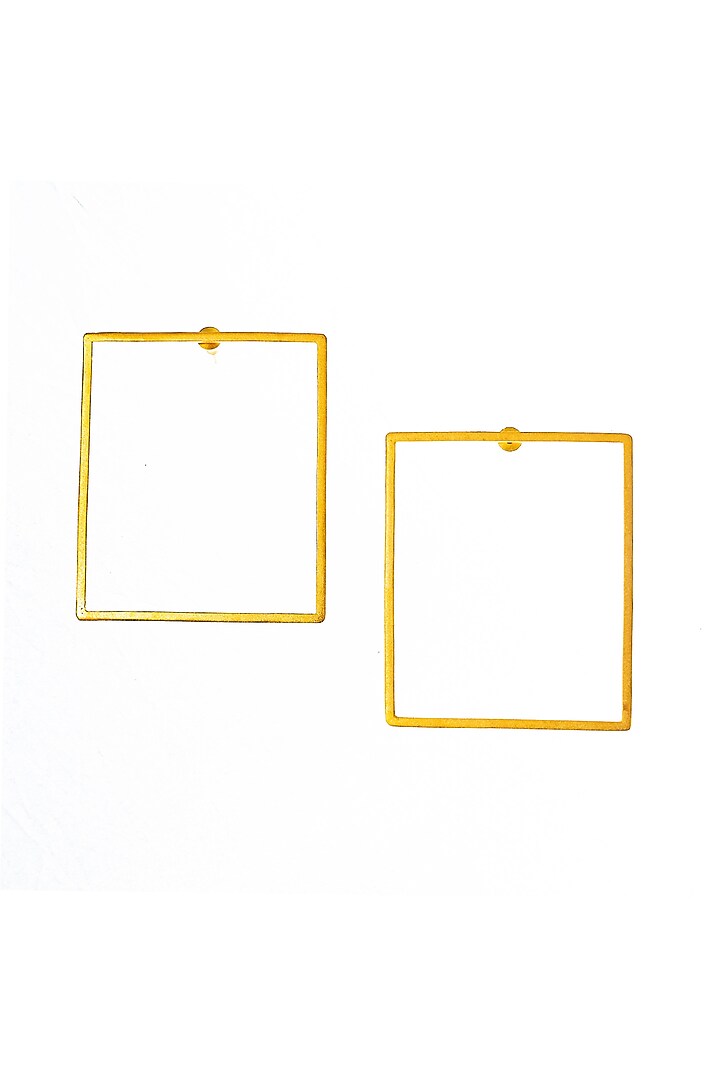 Gold Finish Square Thrill Earrings by ZAZA BY SOMYA at Pernia's Pop Up Shop