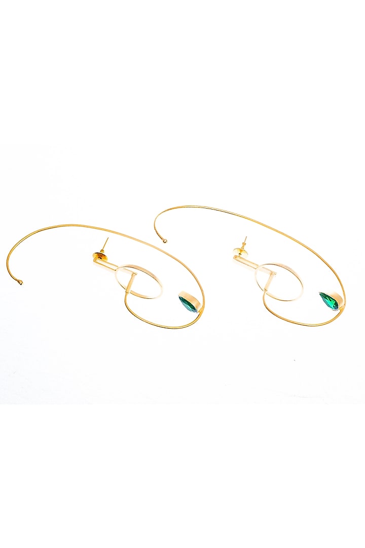 Matte Gold Finish Green Zircon Ear Cuff by ZAZA BY SOMYA at Pernia's Pop Up Shop