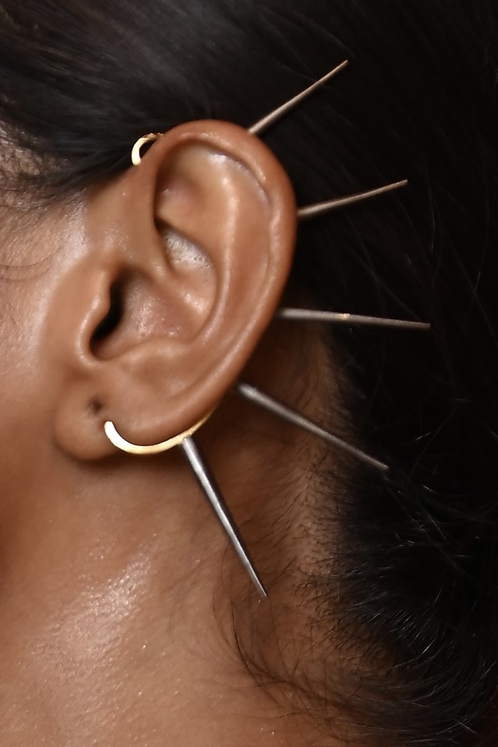 Two-Tone Finish Spiked Ear Cuffs by ZAZA BY SOMYA at Pernia's Pop Up Shop