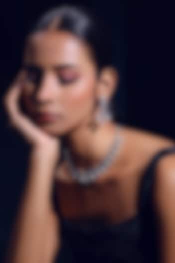 White Finish Pearl & Zircon Necklace Set by ZAZA BY SOMYA at Pernia's Pop Up Shop