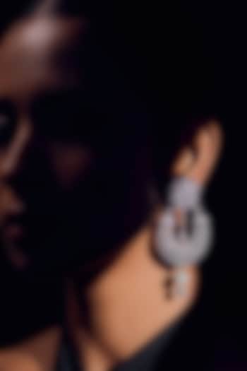 White Finish Zircon Long Earrings by ZAZA BY SOMYA at Pernia's Pop Up Shop