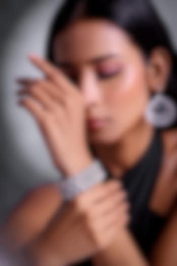 White Finish Zircon Bracelet by ZAZA BY SOMYA at Pernia's Pop Up Shop