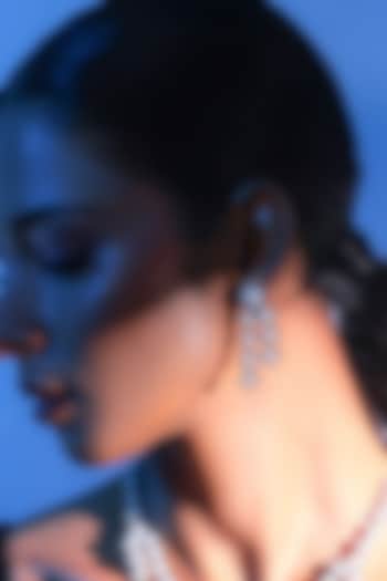 White Finish Zircon & Pearl Dangler Earrings by ZAZA BY SOMYA at Pernia's Pop Up Shop