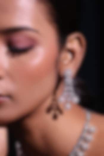 White Finish Pearl & Zircon Dangler Earrings by ZAZA BY SOMYA at Pernia's Pop Up Shop