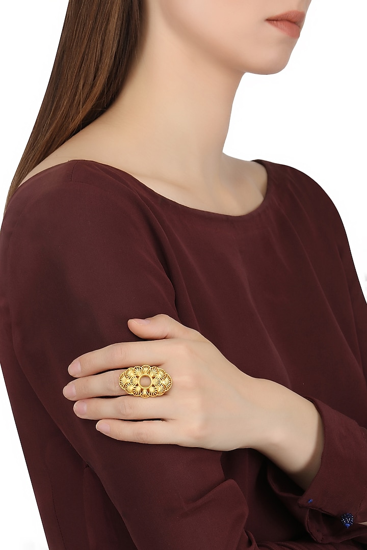 Gold Plated Double Finger Ring by Zariin