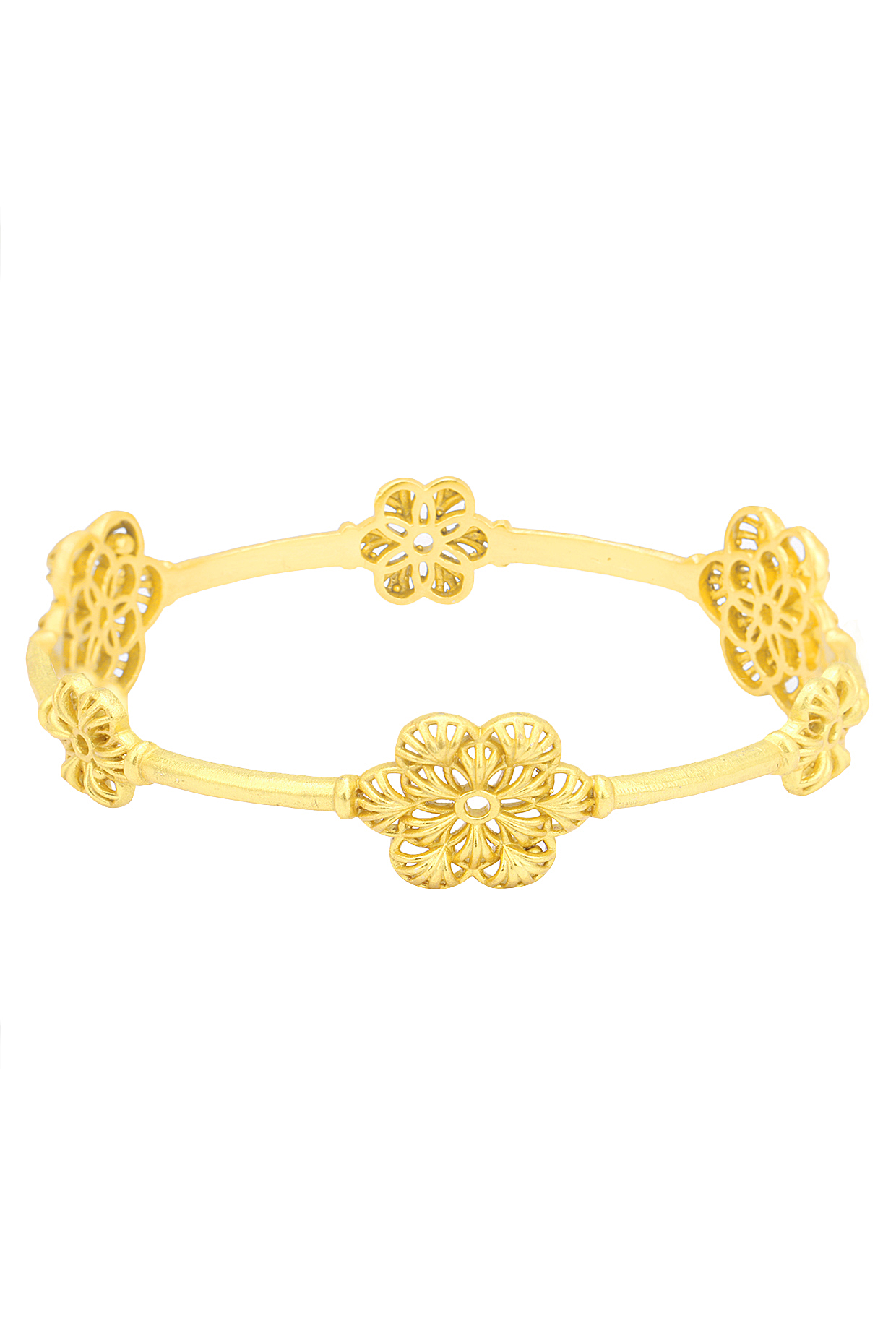 Gold Plated Flower Motif Bangle by Zariin