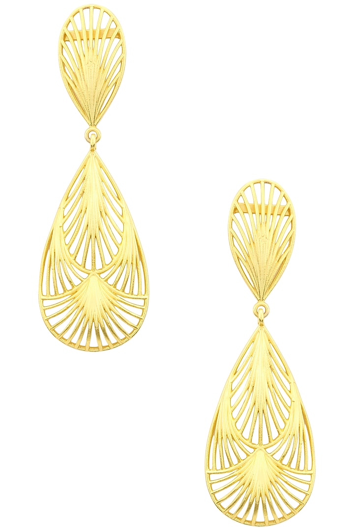 Gold plated two drop petal earrings available only at Pernia's Pop Up Shop.