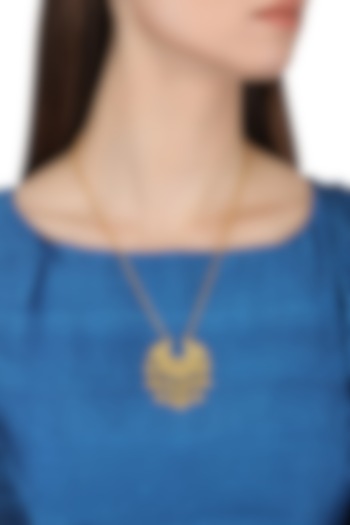 Gold Plated Abstract Hanging Necklace by Zariin
