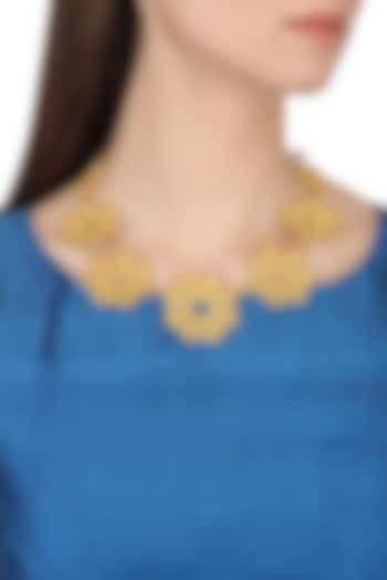 Gold Plated Multi-Layered Flower Necklace by Zariin
