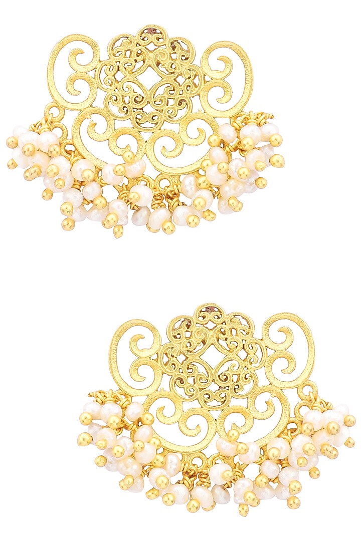 Gold plated pearl bead stud earrings available only at Pernia's Pop Up Shop.