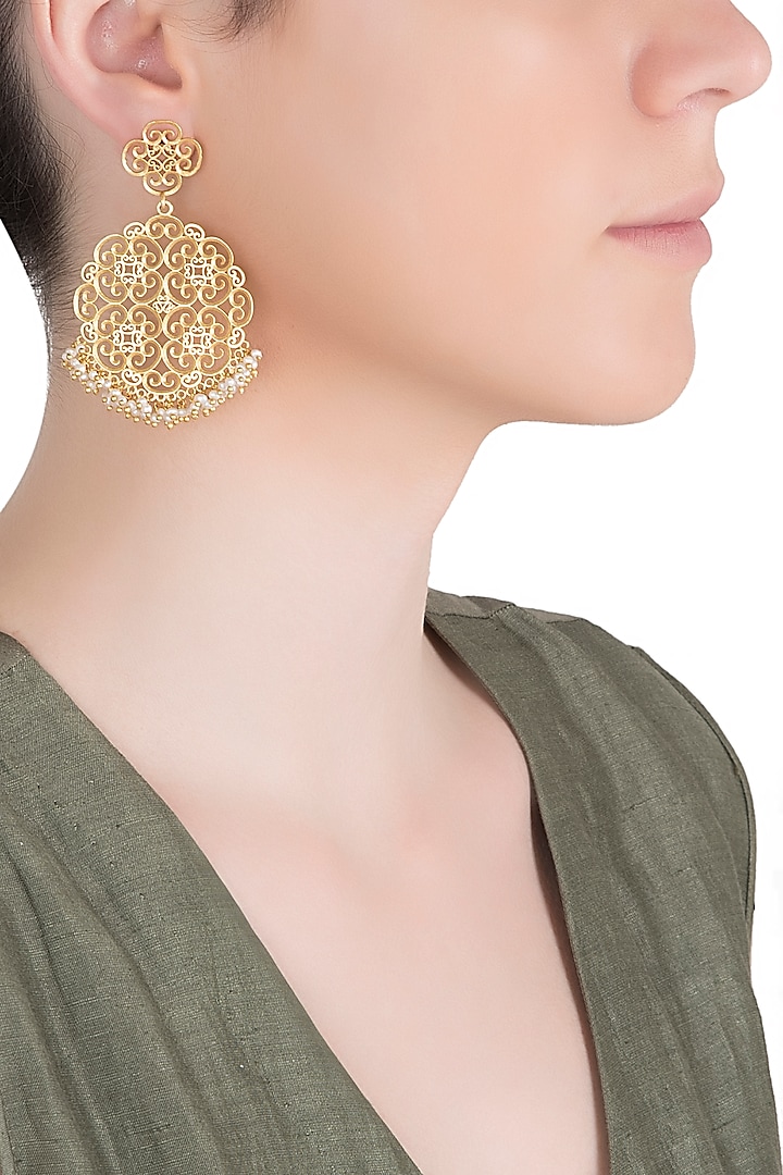 Gold Plated Round Earrings by Zariin
