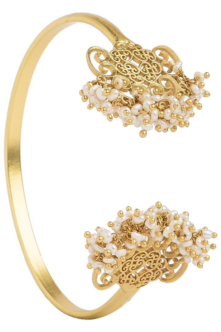 Gold plated small pearl beads bangle available only at Pernia's Pop Up Shop.