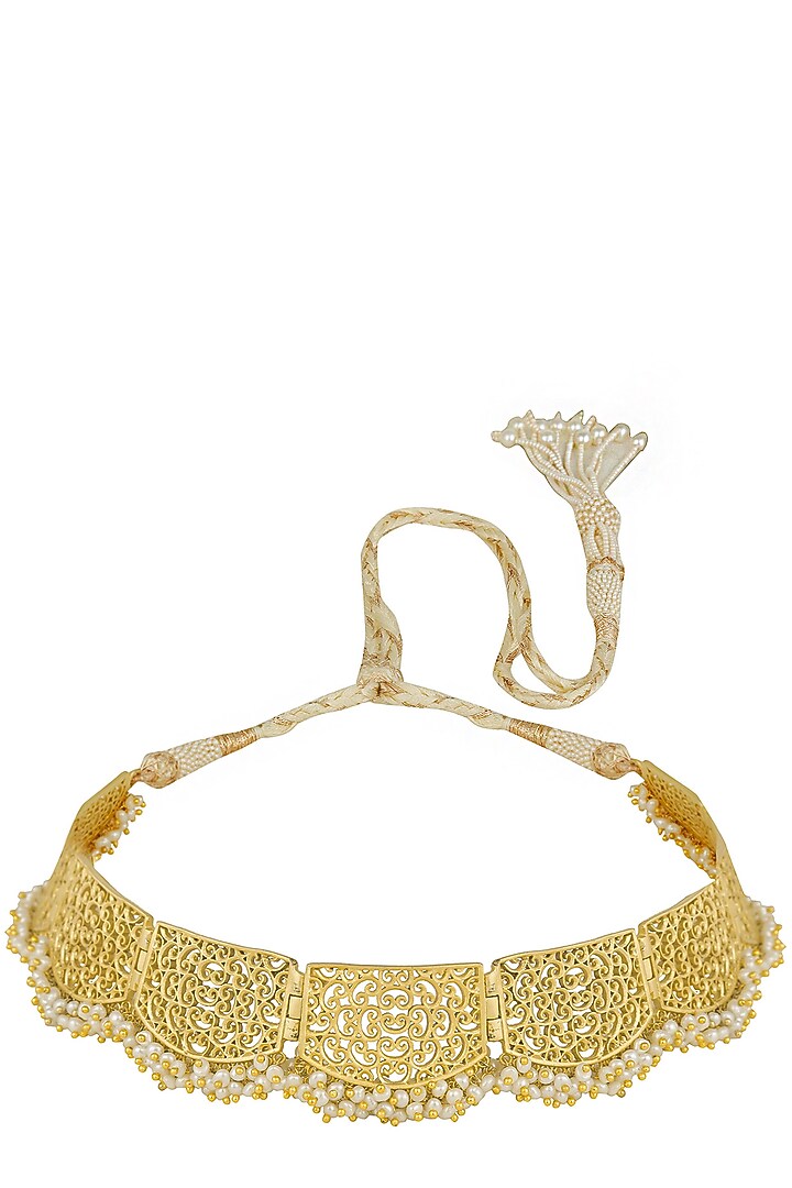 Zariin presents Gold plated pearls filigree choker necklace available only at Pernia's Pop Up Shop.