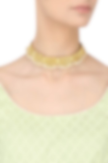 Gold Plated Pearls Filigree Choker Necklace by Zariin