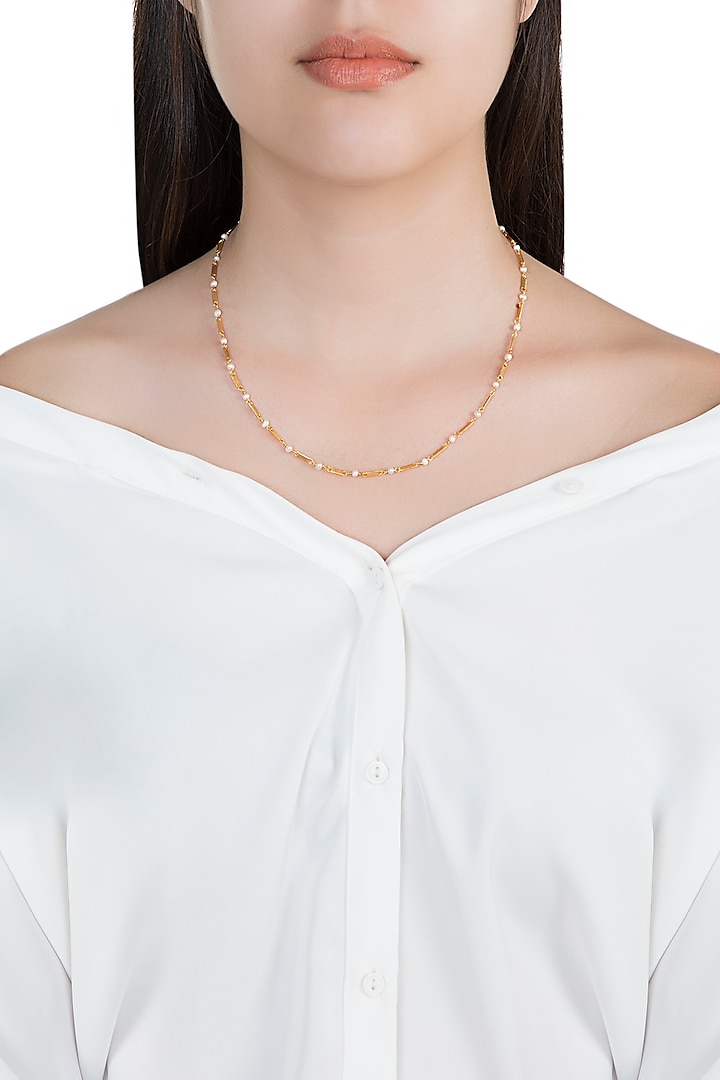 22Kt Gold Plated Pearls Necklace by Zariin