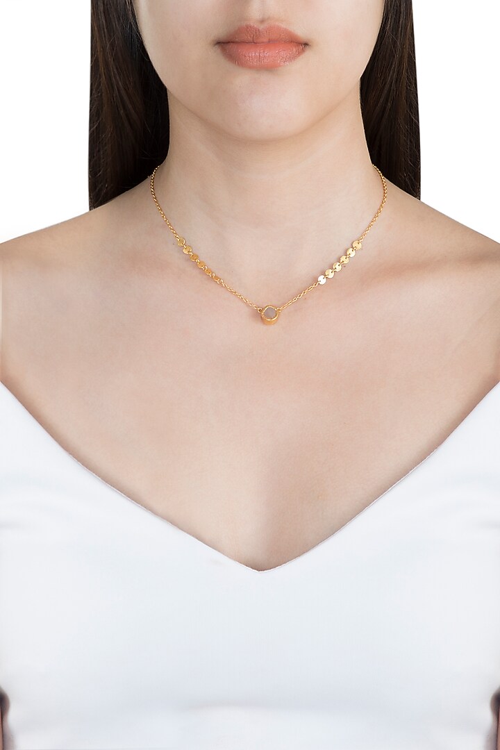 22Kt Gold Plated Rose Quartz Necklace by Zariin at Pernia's Pop Up Shop