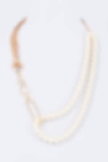 Gold Finish Pearl Handcrafted Necklace by ZAZA BY SOMYA at Pernia's Pop Up Shop