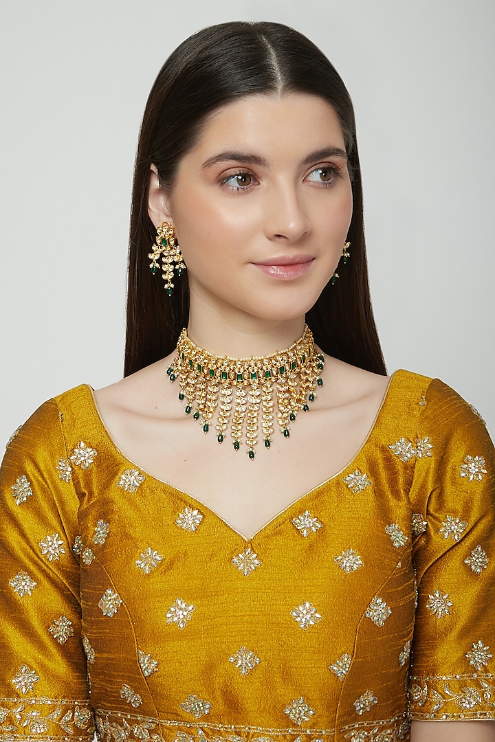 Gold Plated Necklace Set by Zevar by Geeta
