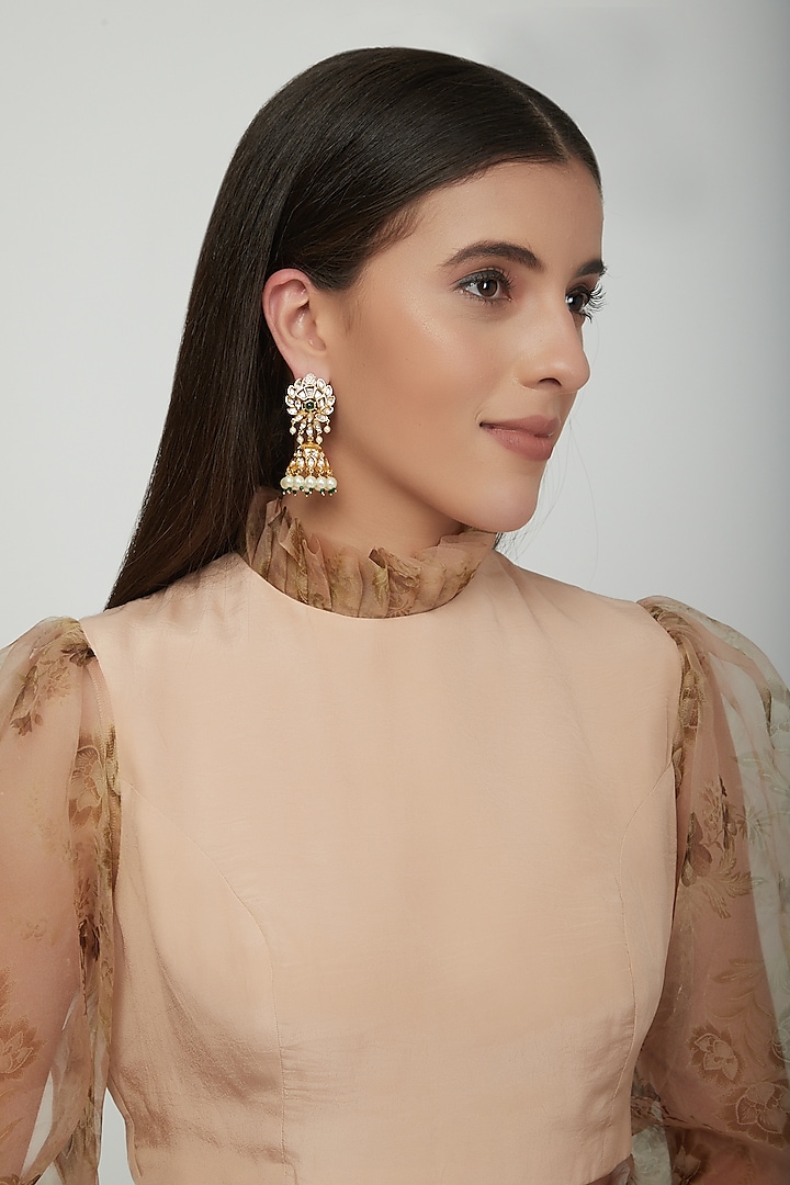 Gold Plated Handcrafted Jhumka Earrings by Zevar by Geeta