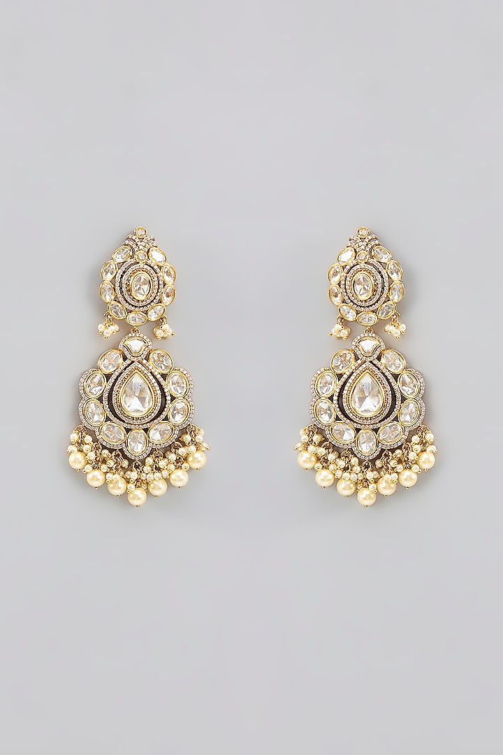Gold Finish Kundan Polki Necklace Set by Zevar by Geeta at Pernia's Pop Up Shop