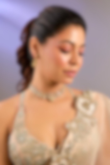 Gold Finish Kundan Polki Necklace Set by Zevar by Geeta at Pernia's Pop Up Shop