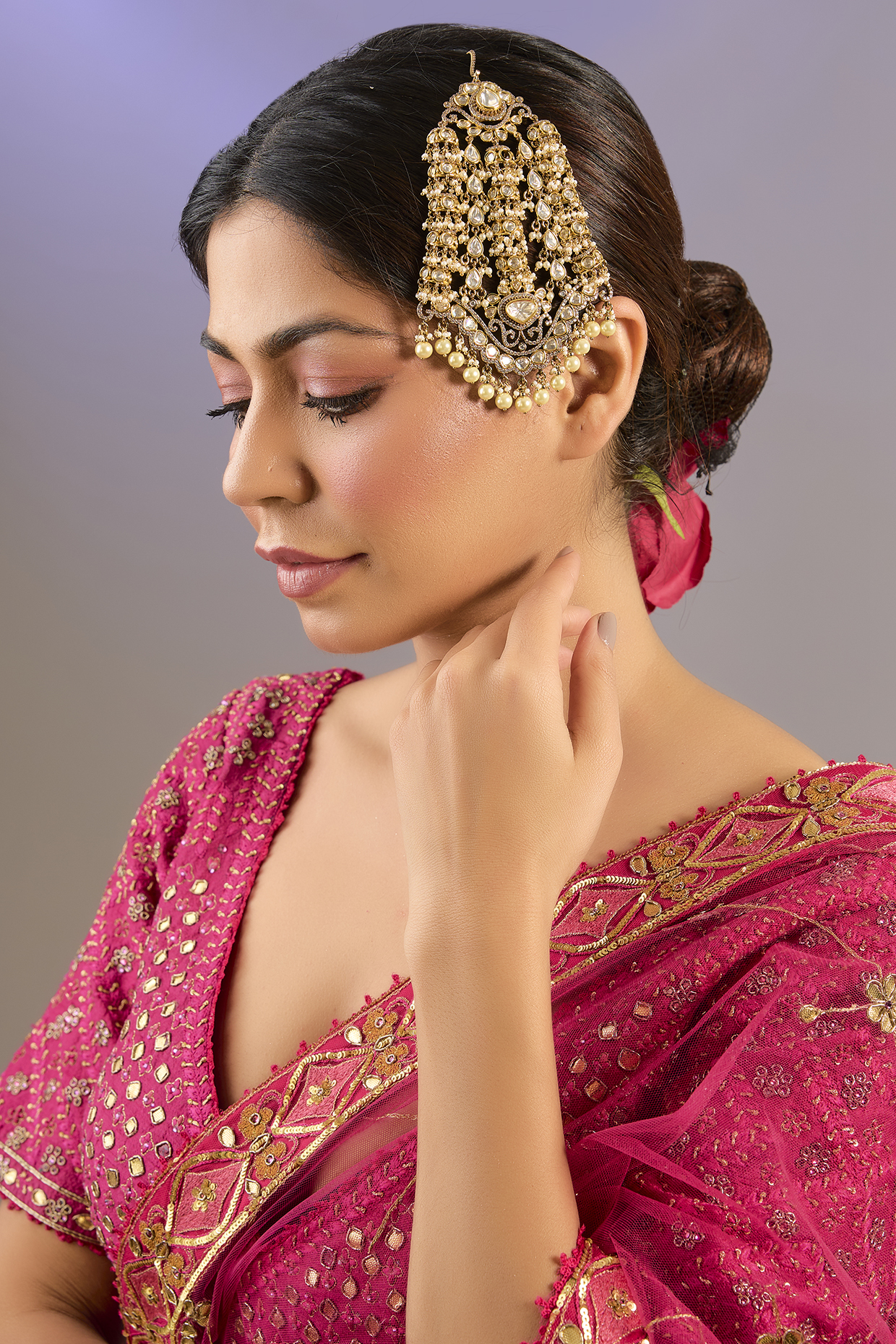 Two Tone Finish Kundan Polki & Pearl Pasa by Zevar by Geeta at Pernia's Pop Up Shop