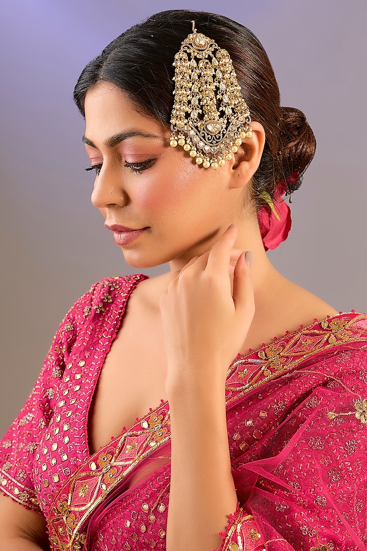 Two Tone Finish Kundan Polki & Pearl Pasa by Zevar by Geeta at Pernia's Pop Up Shop