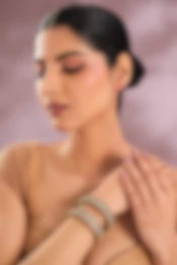 Two-Tone Finish Kundan Polki Openable Bangles (Set Of 2) by Zevar By Geeta at Pernia's Pop Up Shop